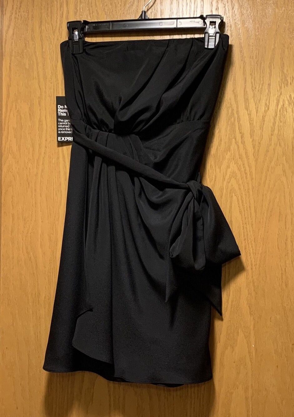 Express Strapless Wrap Mini Black Chiffon Lined Dress Women's Size 0 NWT